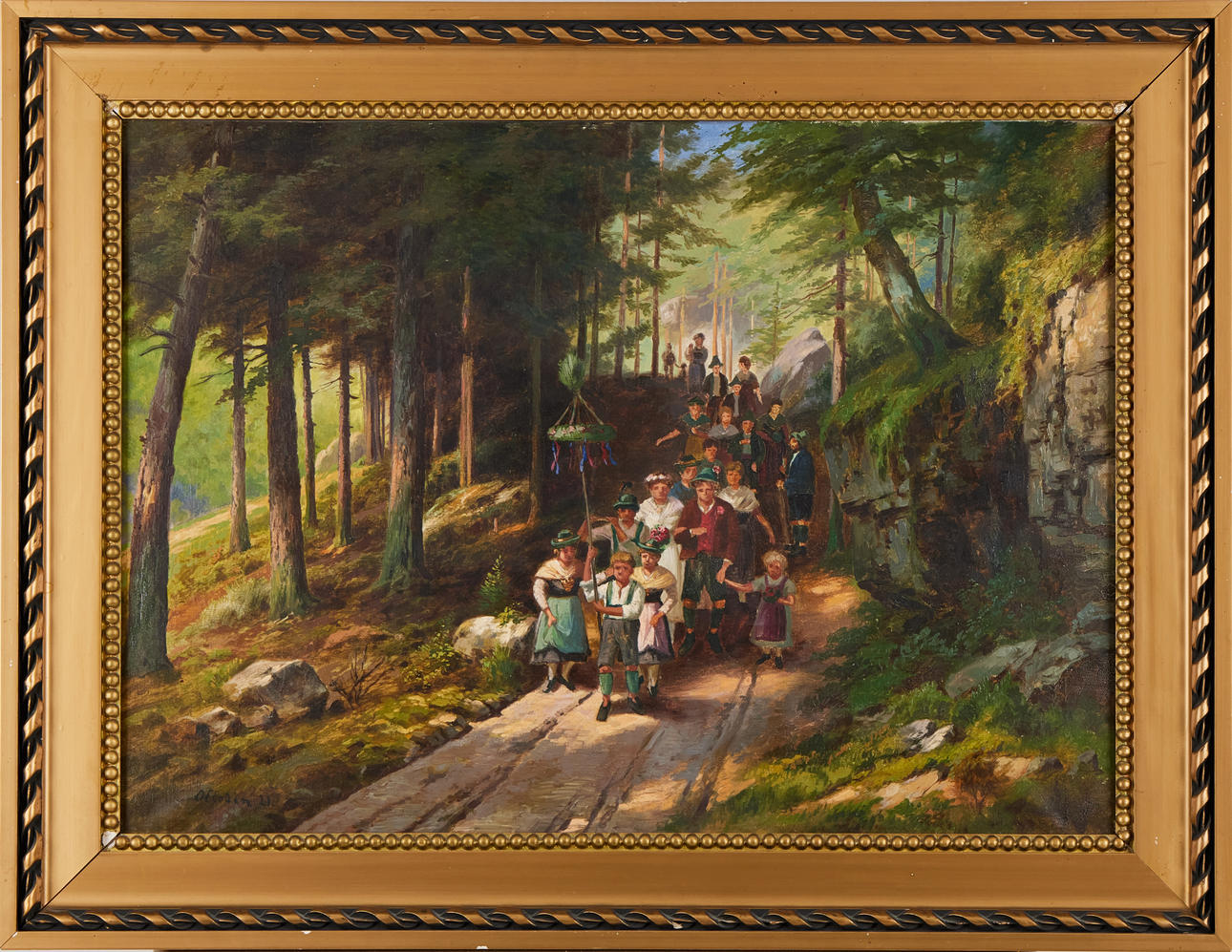 OIDENTIFIERAD KONSTNÄR. Bröllopståg, olja på duk.