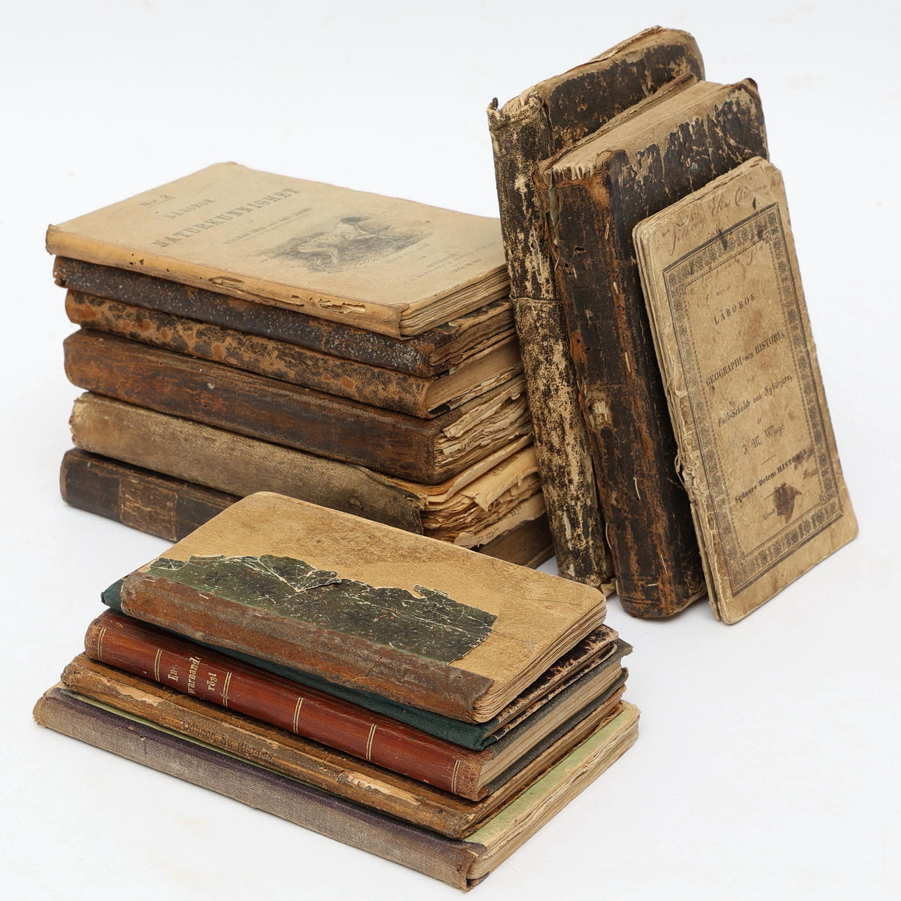 SAMLING LÄROBÖCKER, 14 delar, 1800-tal.