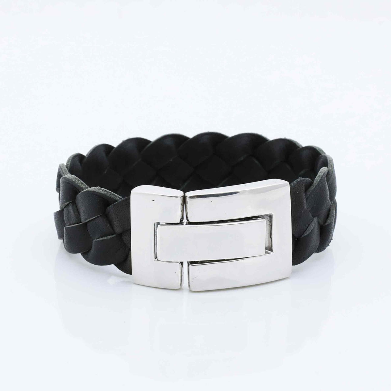 ESPRIT. pulsera, piel negra trenzada, cierre ajustable.