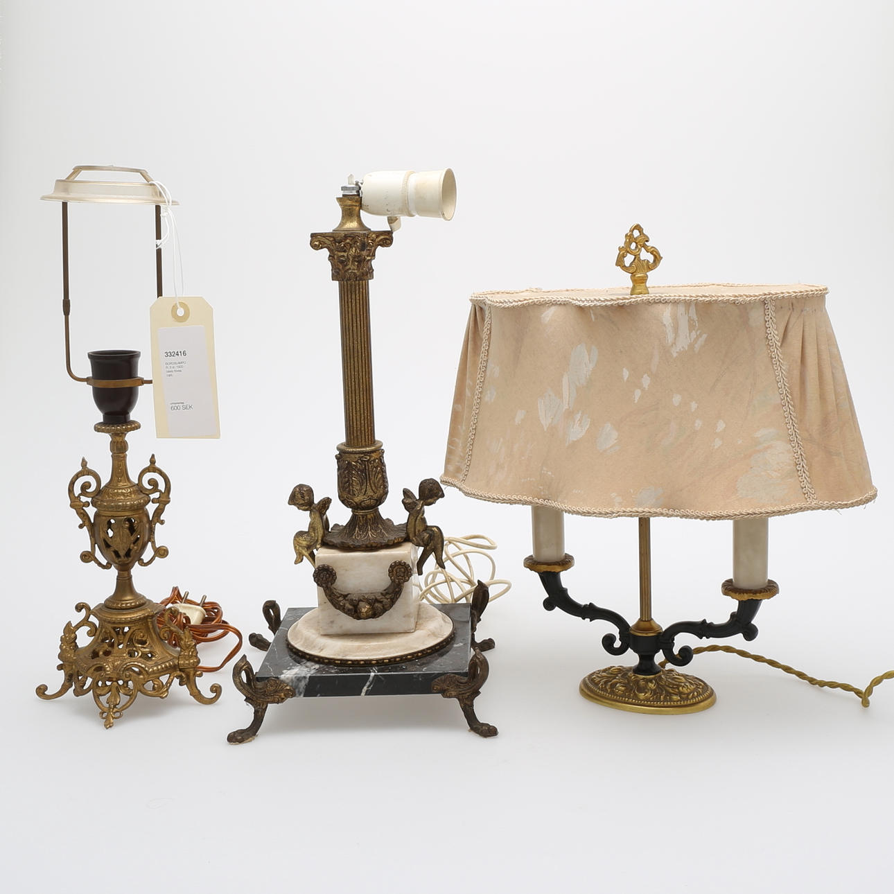 BORDSLAMPOR, 3 st, 1900-talets första hälft.