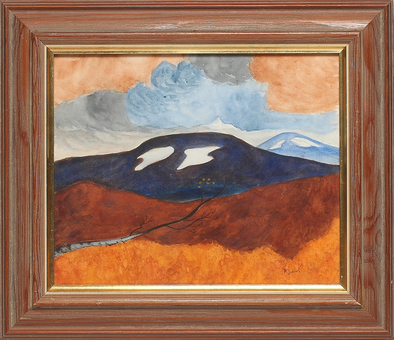 PER JULIUS. Landskapsvy, gouache. Signerad.