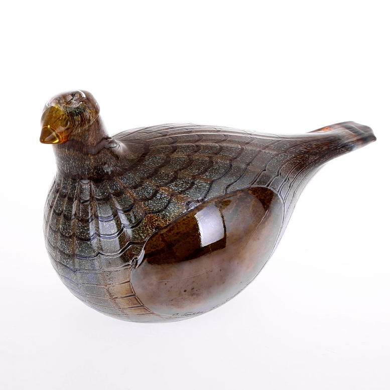 OIVA TOIKKA. Skulptur, glas, fågel, signerad, Nuutajärvi, Iittala.