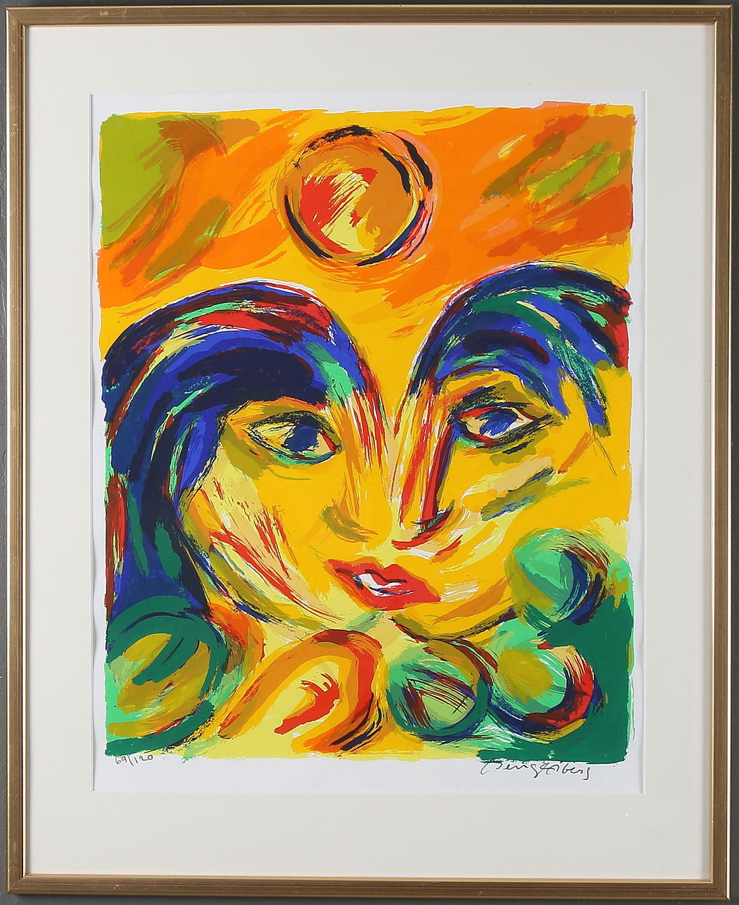 BENGT ÅBERG. Kyssen, färglitografi signerad och numrerad 69/120/170.