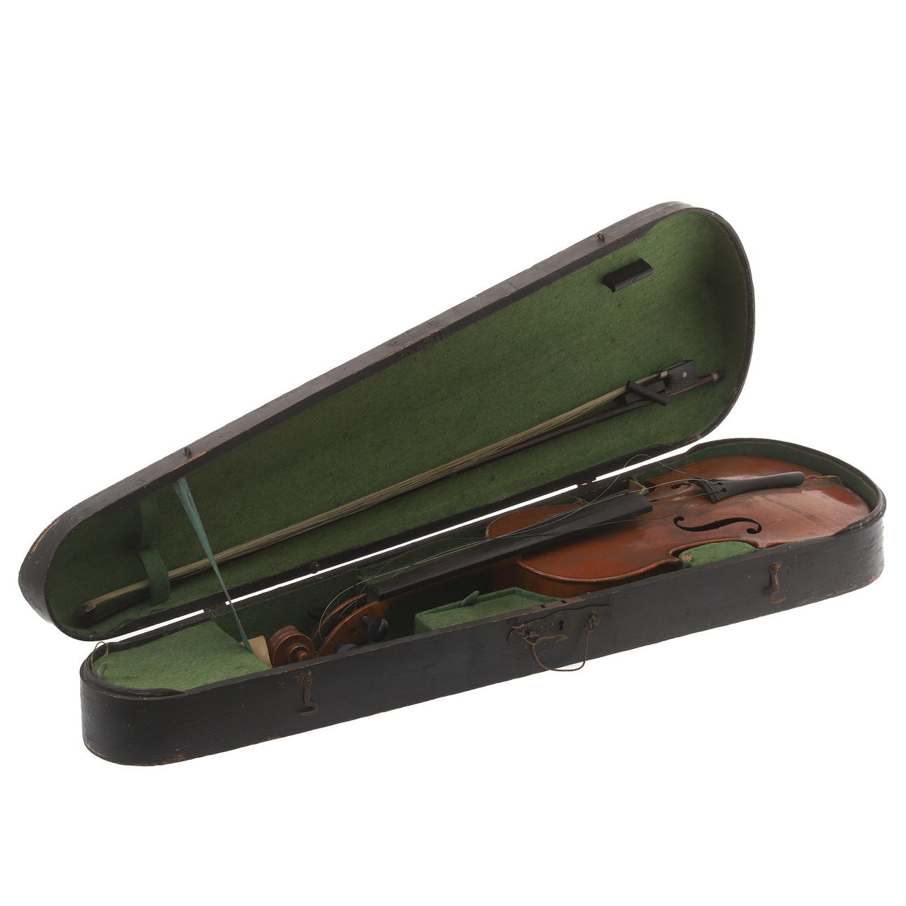 A VINTAGE VIOLIN AND BOW.