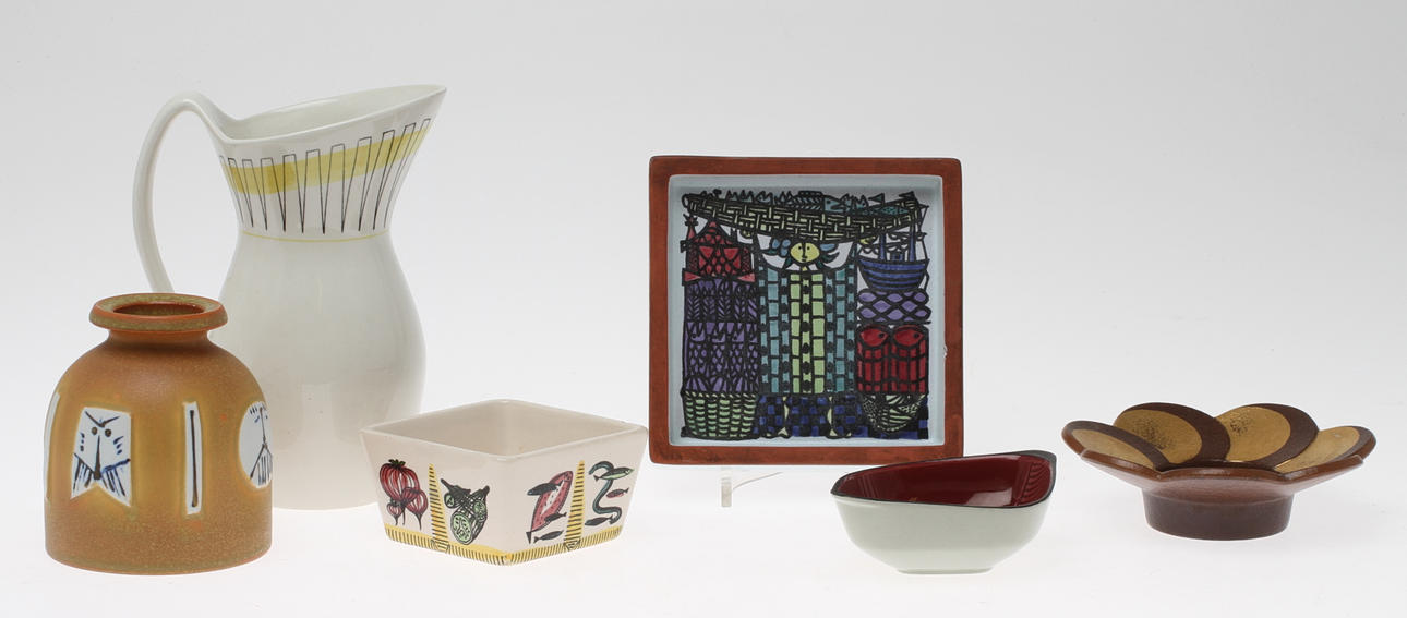 KERAMIK/PORSLIN, 6 delar, bland annat Stig Lindberg och Lisa Larson.