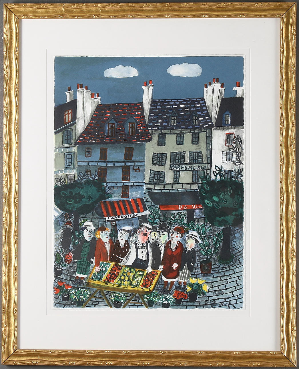 SVEN LIDBERG. "Marknaden", litografi, signerad och märkt EA.