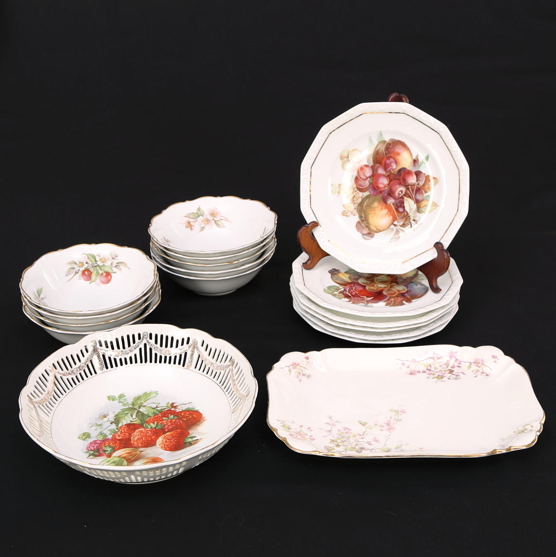 SERVISDELAR 17 st, frukt-/dessertservis, Hackefors, Rosenthal.