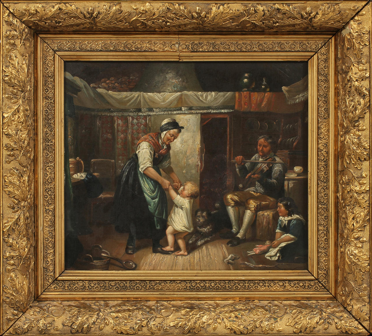 OIDENTIFIERAD KONSTNÄR. Figurscen, olja på duk, 1800-tal.