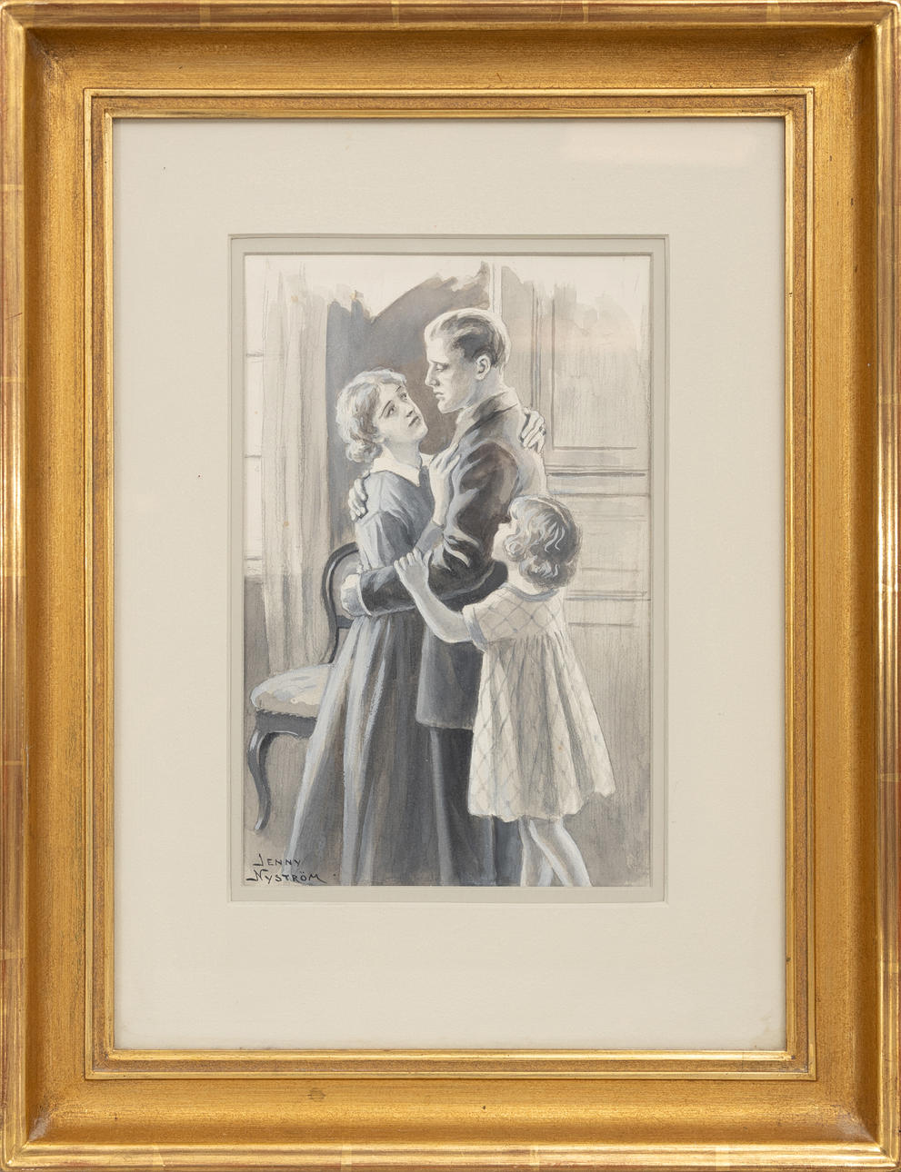 JENNY NYSTRÖM. “The Parting”, mixed media, signed.