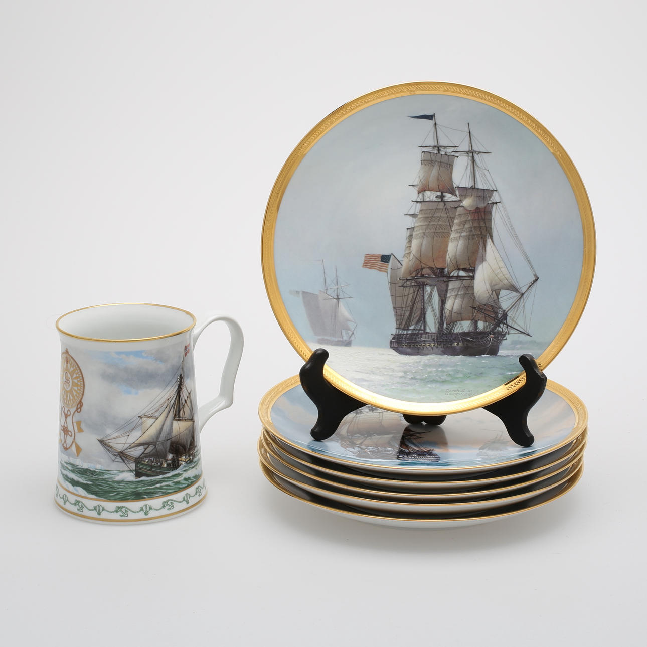 SAMLARTALLRIKAR,6 st, Franklin Mint, samt sejdel, Norska Sjöfartsmuseet.