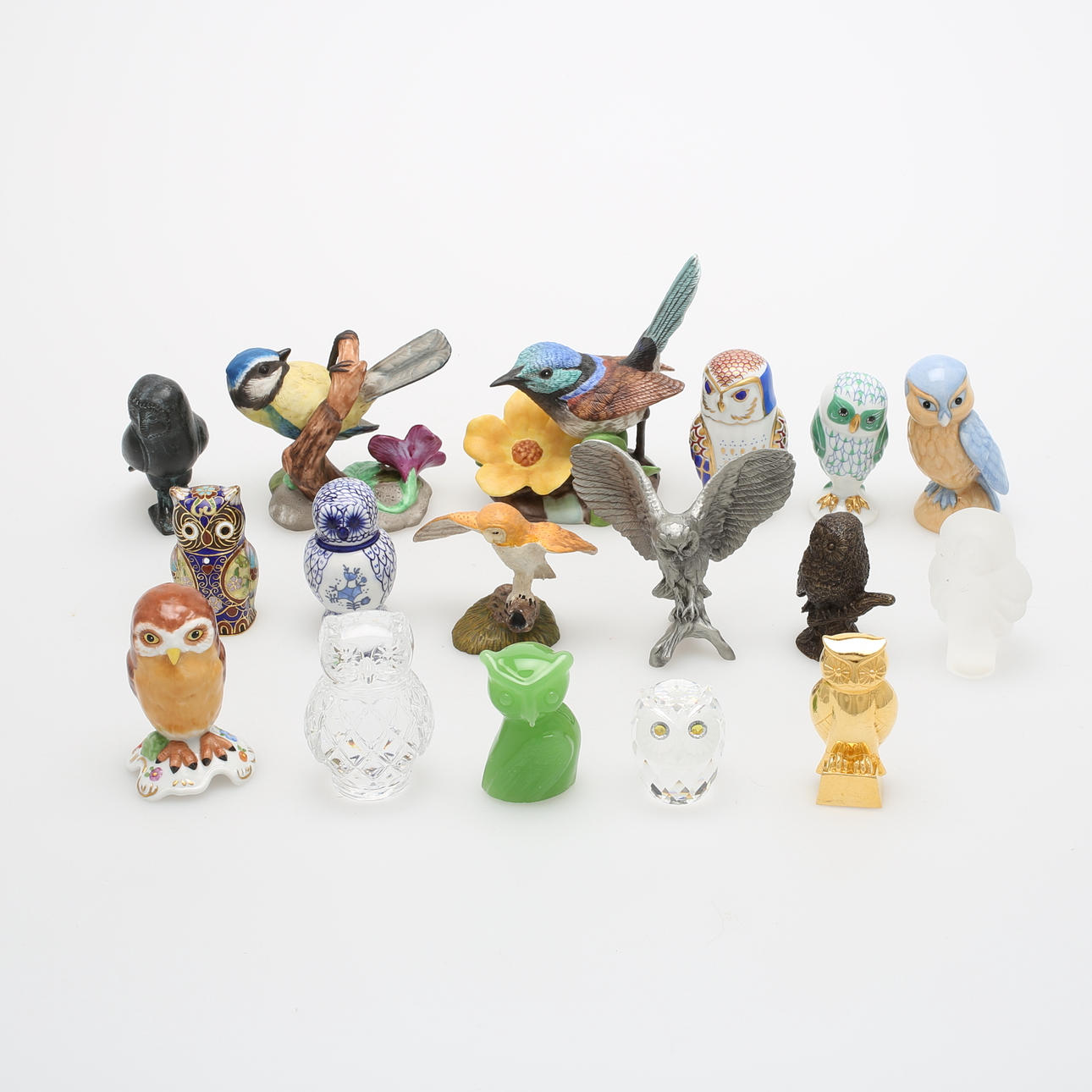 FIGUREN, 16 Stück, meistens Eulen, Franklin Mint und mehr.