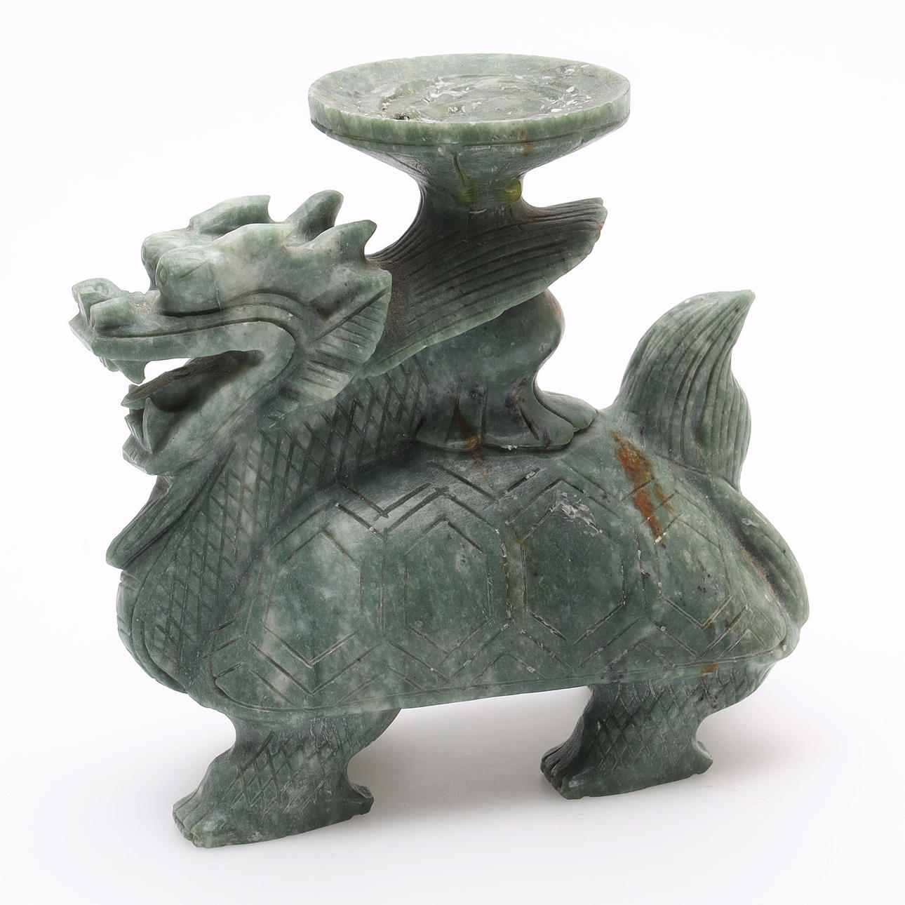 FIGURINE, green marble, oriental dragon.