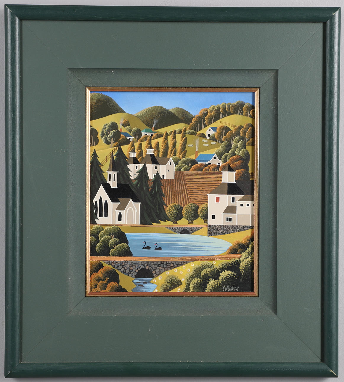 GEORGE CALLAGHAN (B.1941). PEACEFUL VILLAGE SCENE.