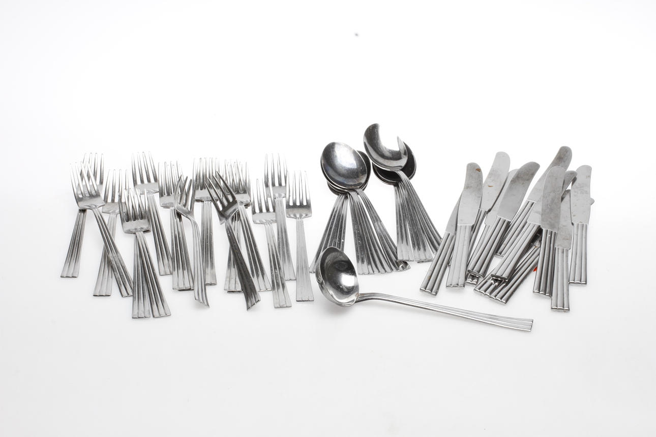 BESTICK, 40 delar, rostfritt stål, "Thebe", Folke Arström, Gense.