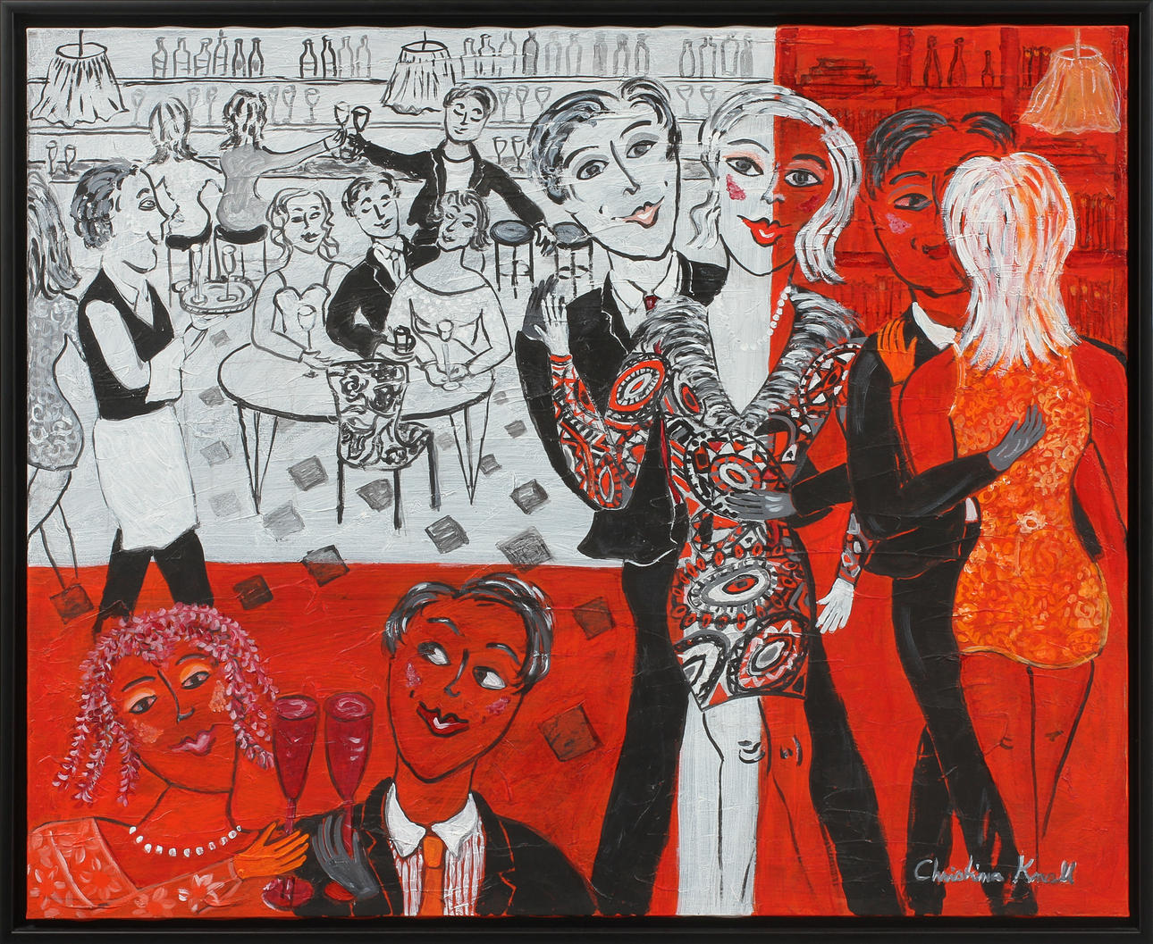 CHRISTINA KNALL. Figurkomposition, blandteknik, signerad.