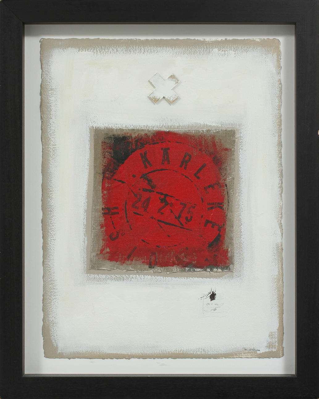 THOMAS MÜLLER. Komposition, blandteknik med collage, signerad.