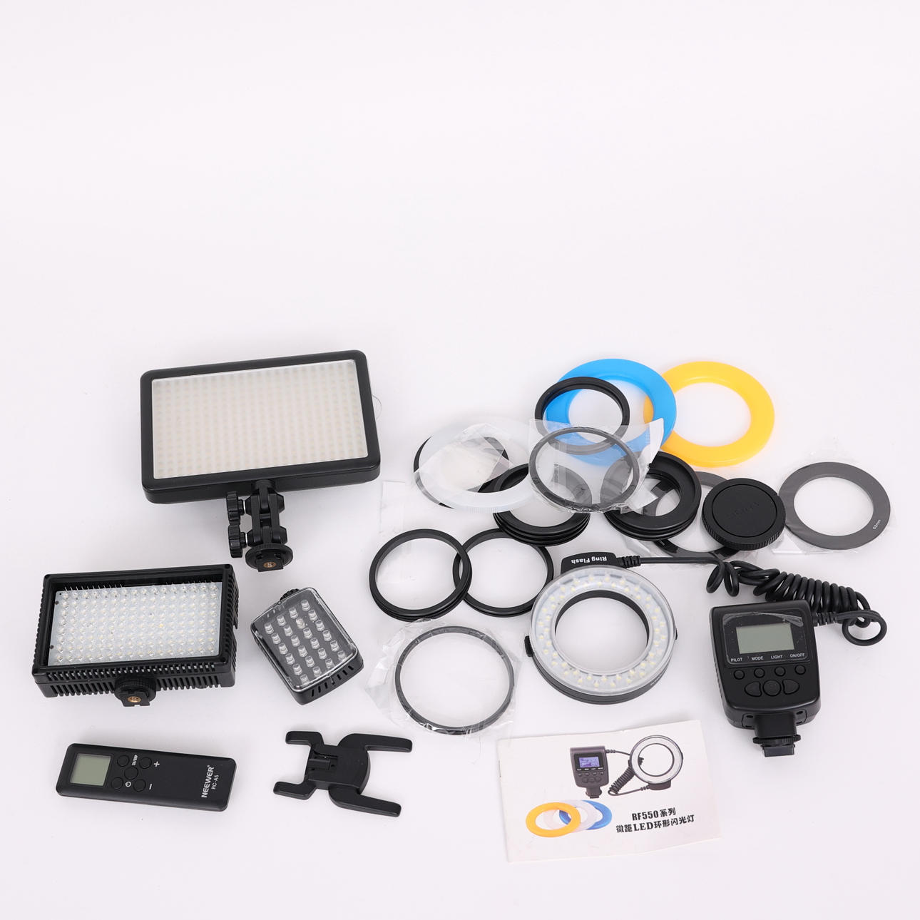 LOT FOTOBELYSNING, LED-paneler og ringflash.