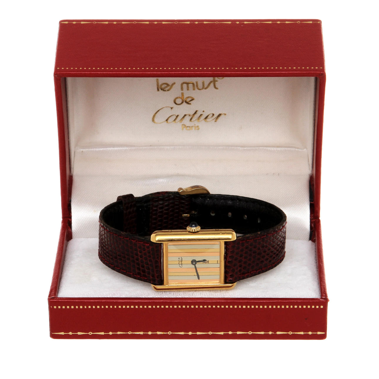 DAMARMBANDSUR, Must de Cartier, Paris. Urtavla tricolor, förgyllt sterlingsilver.