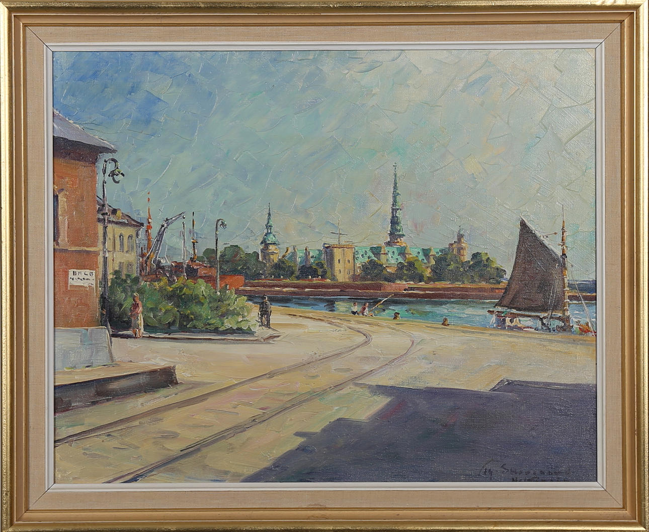 VILHELM THEODOR SKOVGAARD. Motiv från Helsingör, olja på duk, signerad Th Skovgaard, Helsingør.