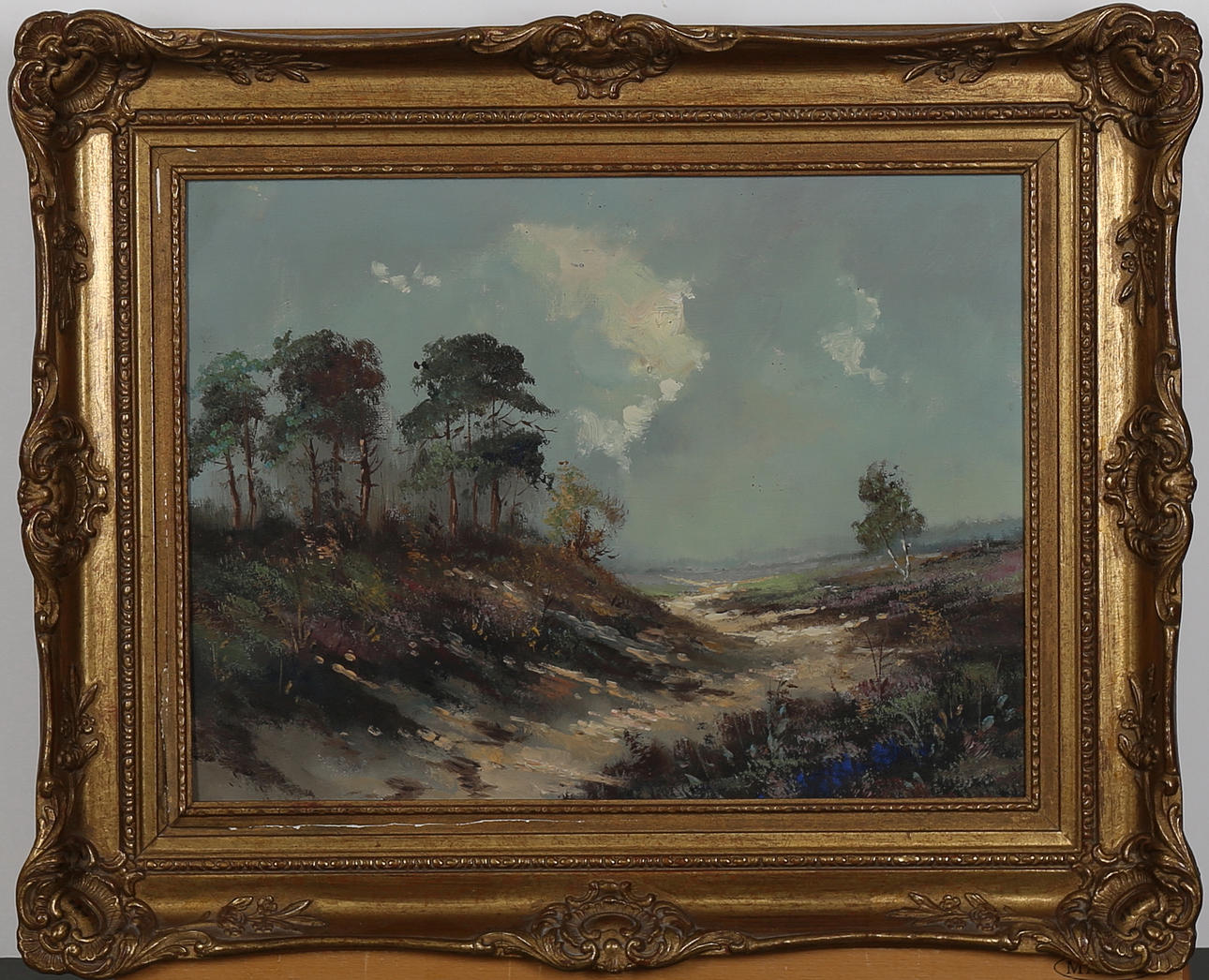 OIDENTIFIERAD KONSTNÄR. Landskap, olja på duk,otydlig signatur.