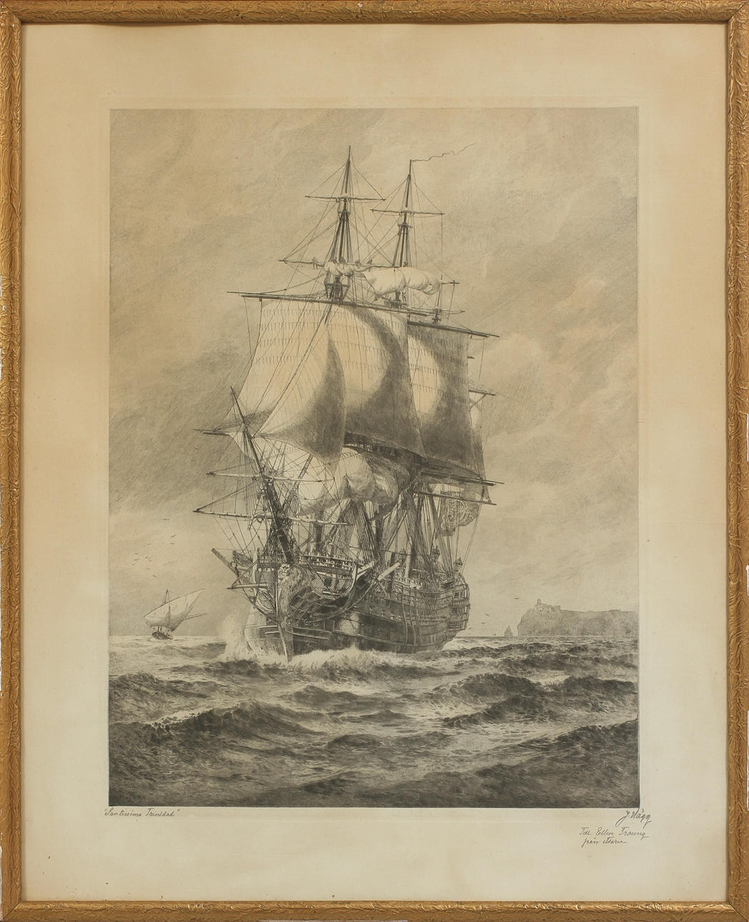 JACOB HÄGG. "Santisima Trinidad", etsning, sign.