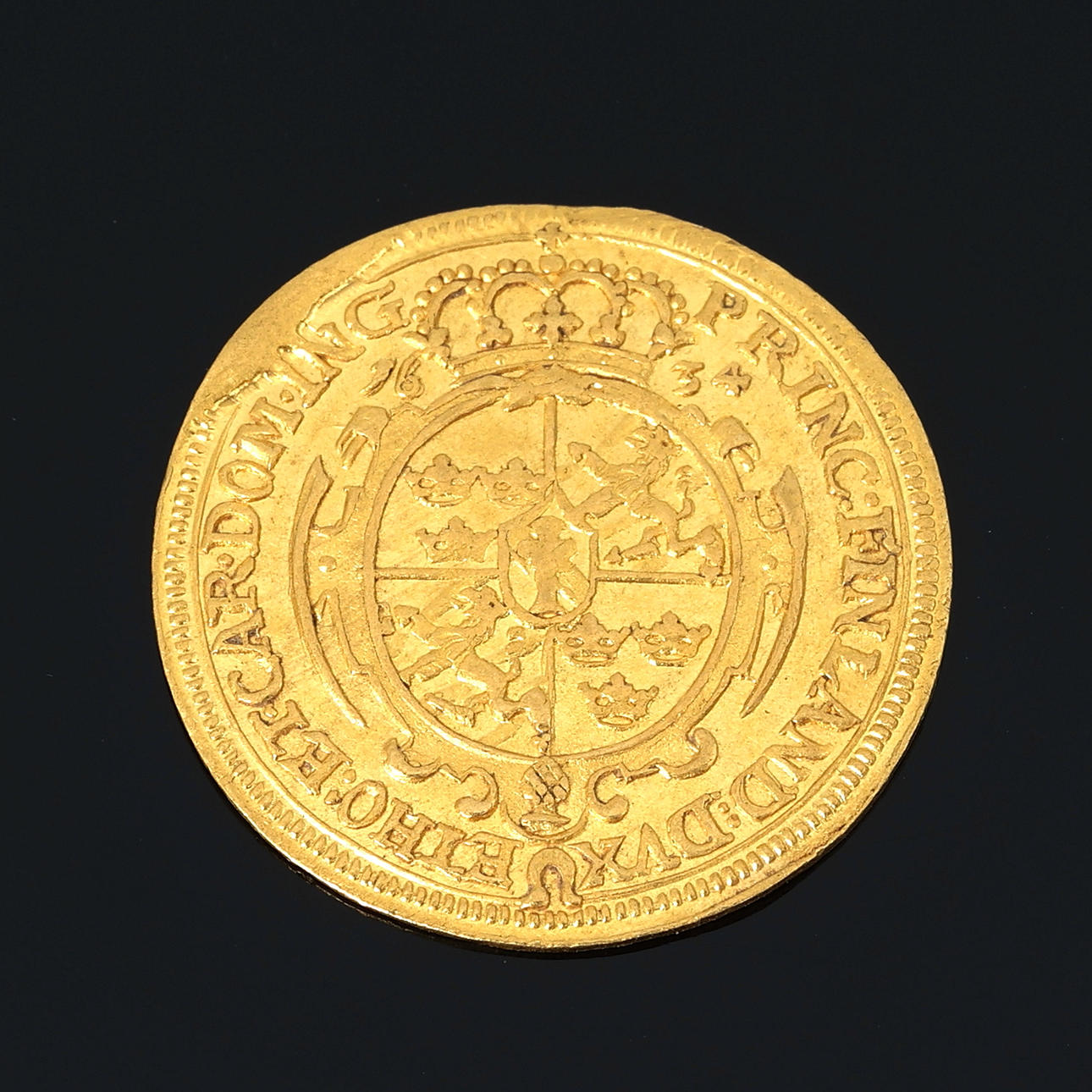 Eine Goldmünze, 1 Dukat, Augsburg, 1634.