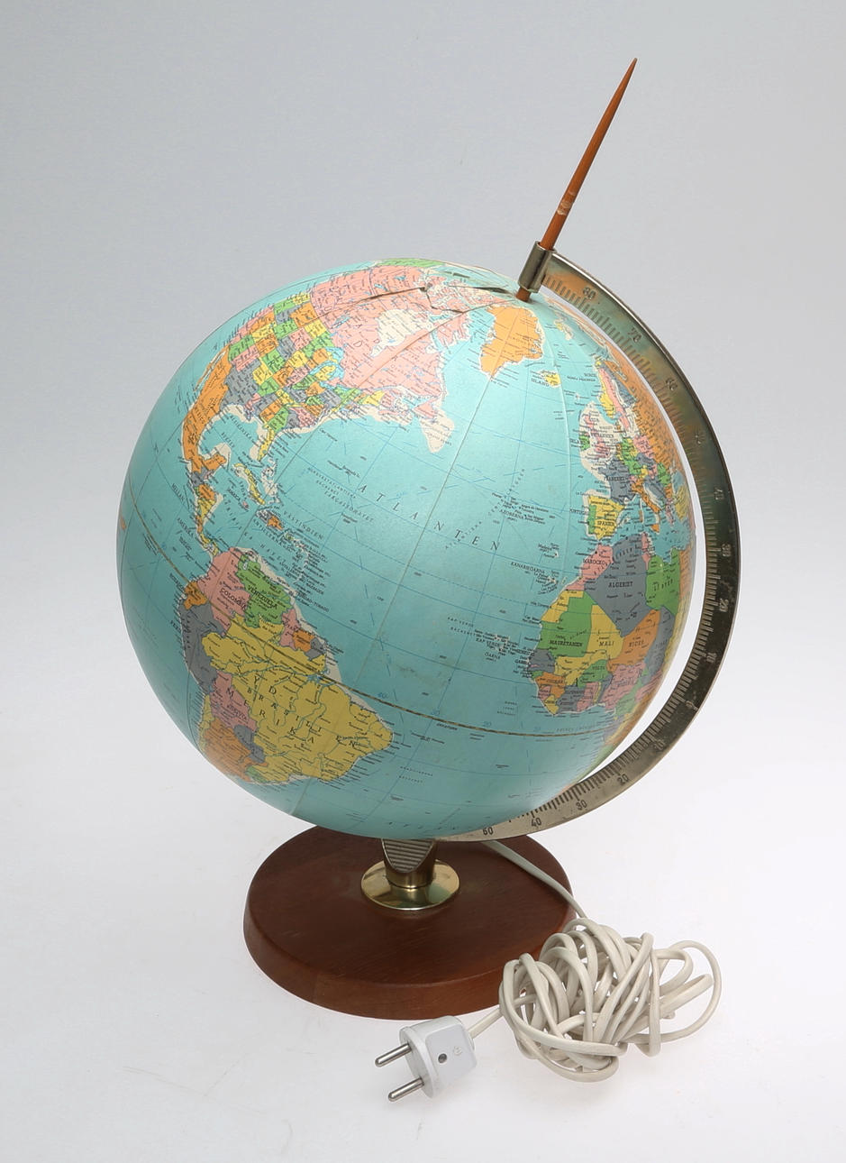 JORDGLOB med belysning, Scan-Globe A/S, Danmark, 1900-talets senare del.