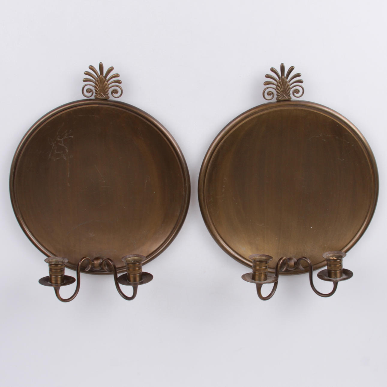 VÄGGLAMPETTER, ett par, patinerad metall, Art deco, 1900-tal.