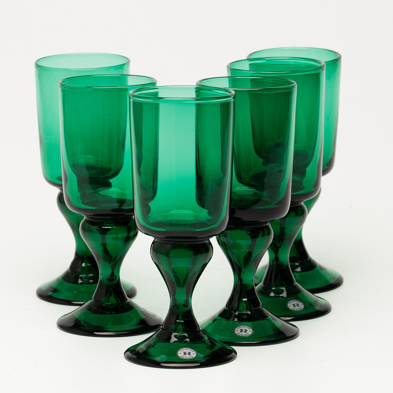 VINGLAS, 6 st, gröna, Reijmyre.