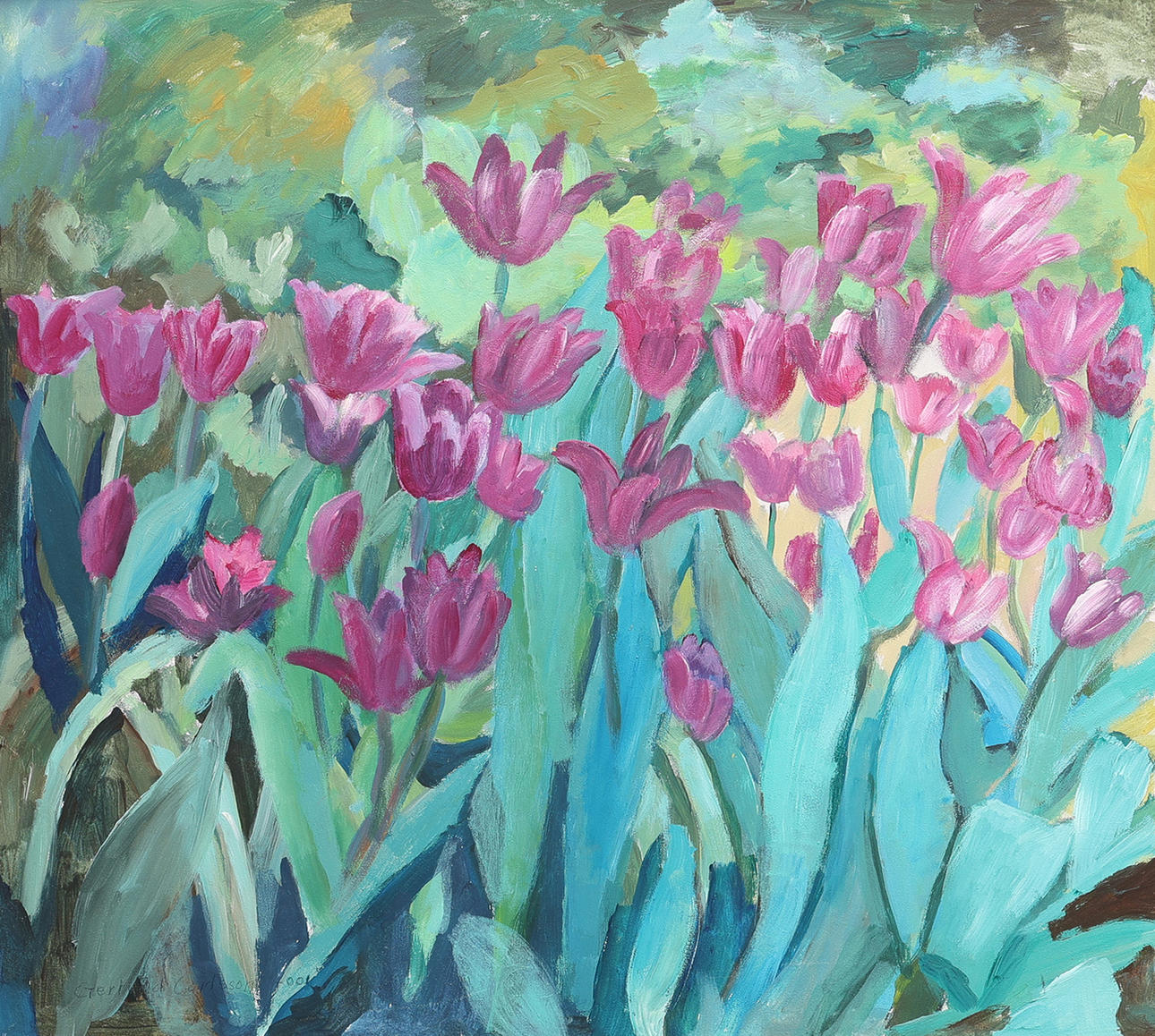 GERTRUD CARLSSON. TULIPANES MORADOS.