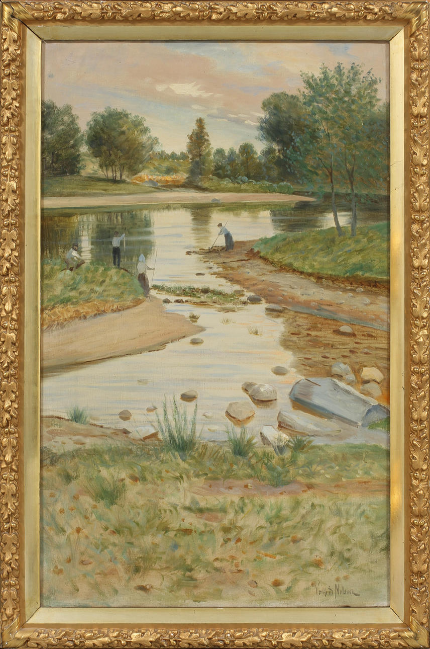 VALFRID NELSON. Strandröjning. Olja på duk, signerad.