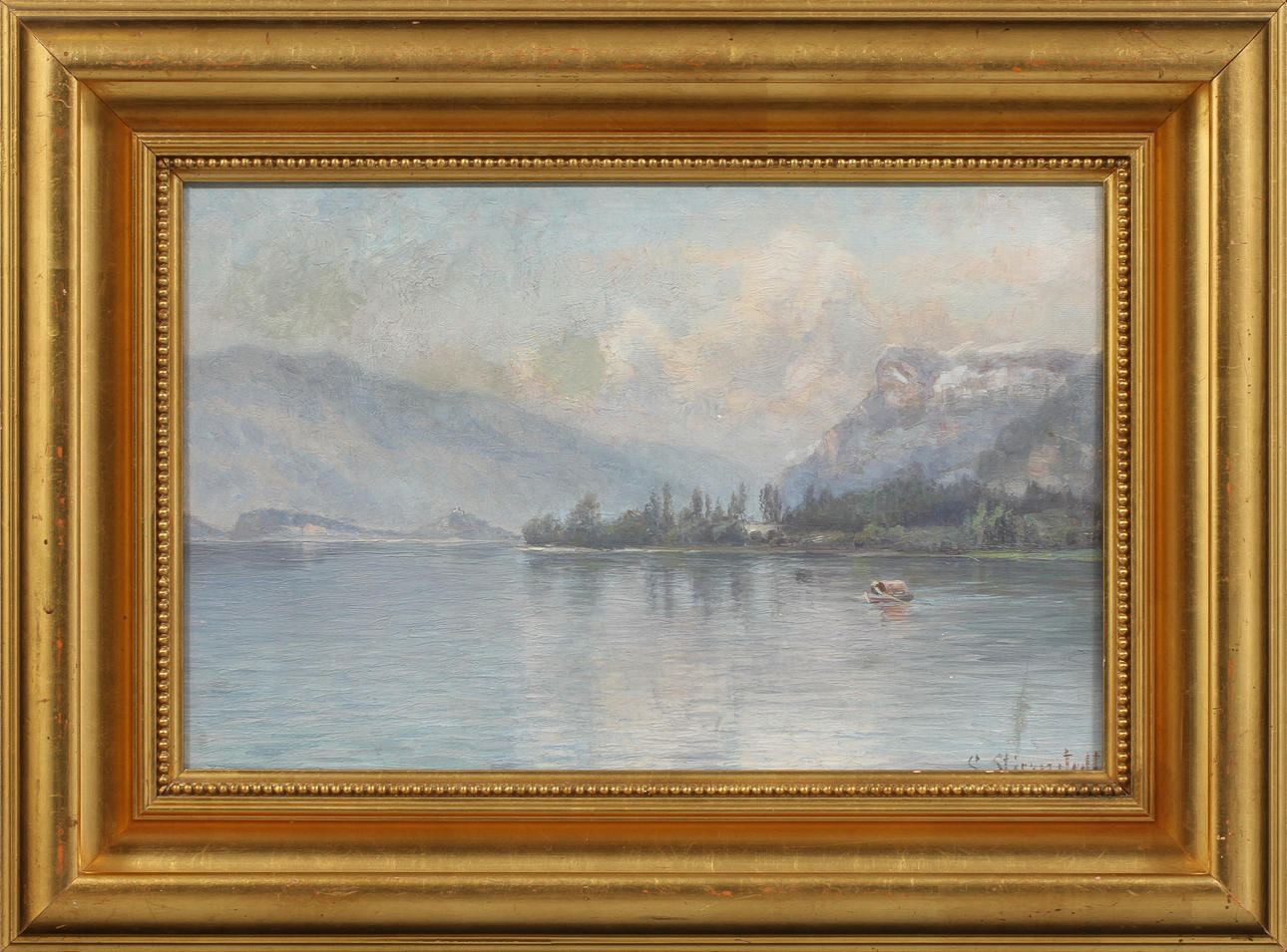 SOPHIE STJERNSTEDT. Fjordlandskap. Olja på duk, signerad.