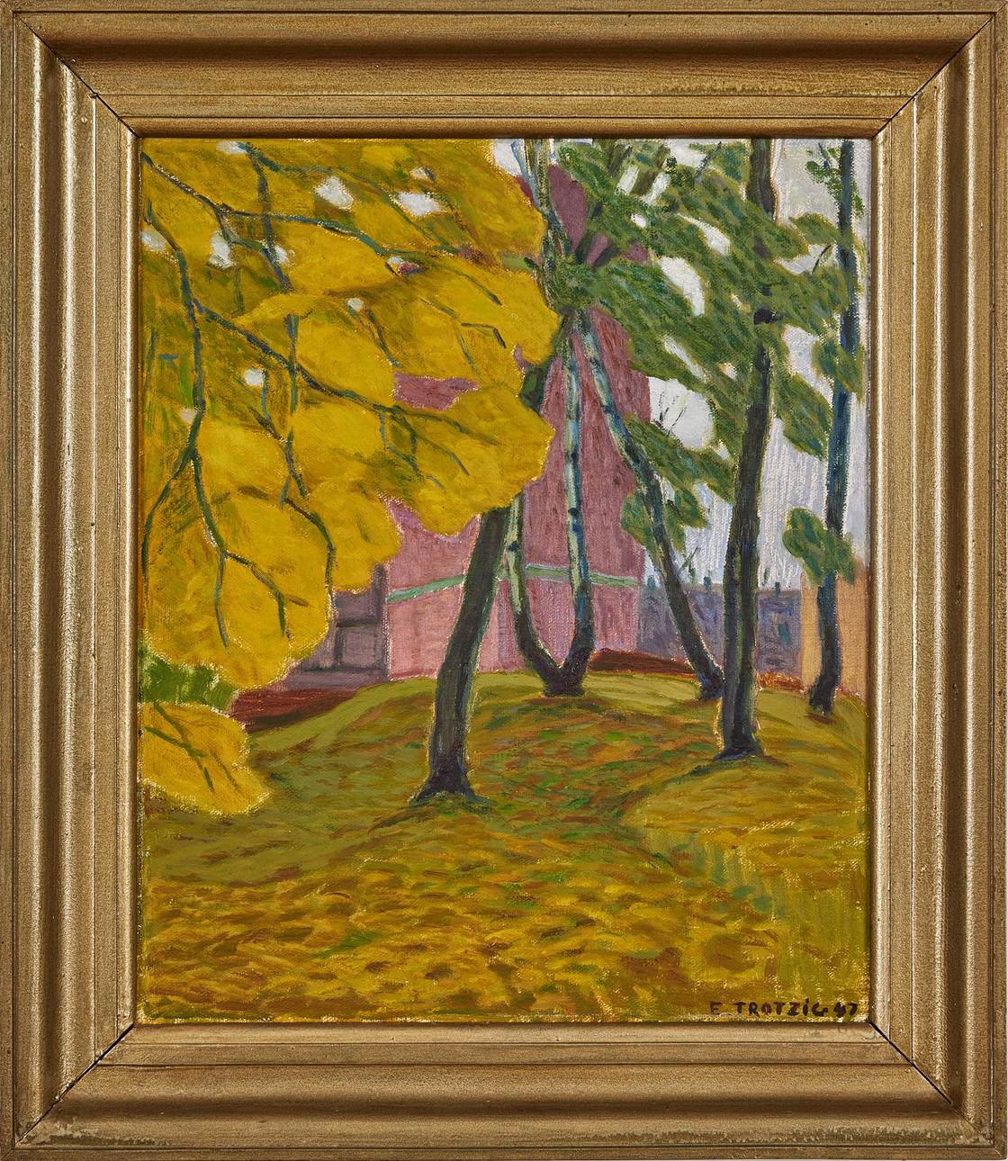 ELLEN TROTZIG. Landskap med hus.