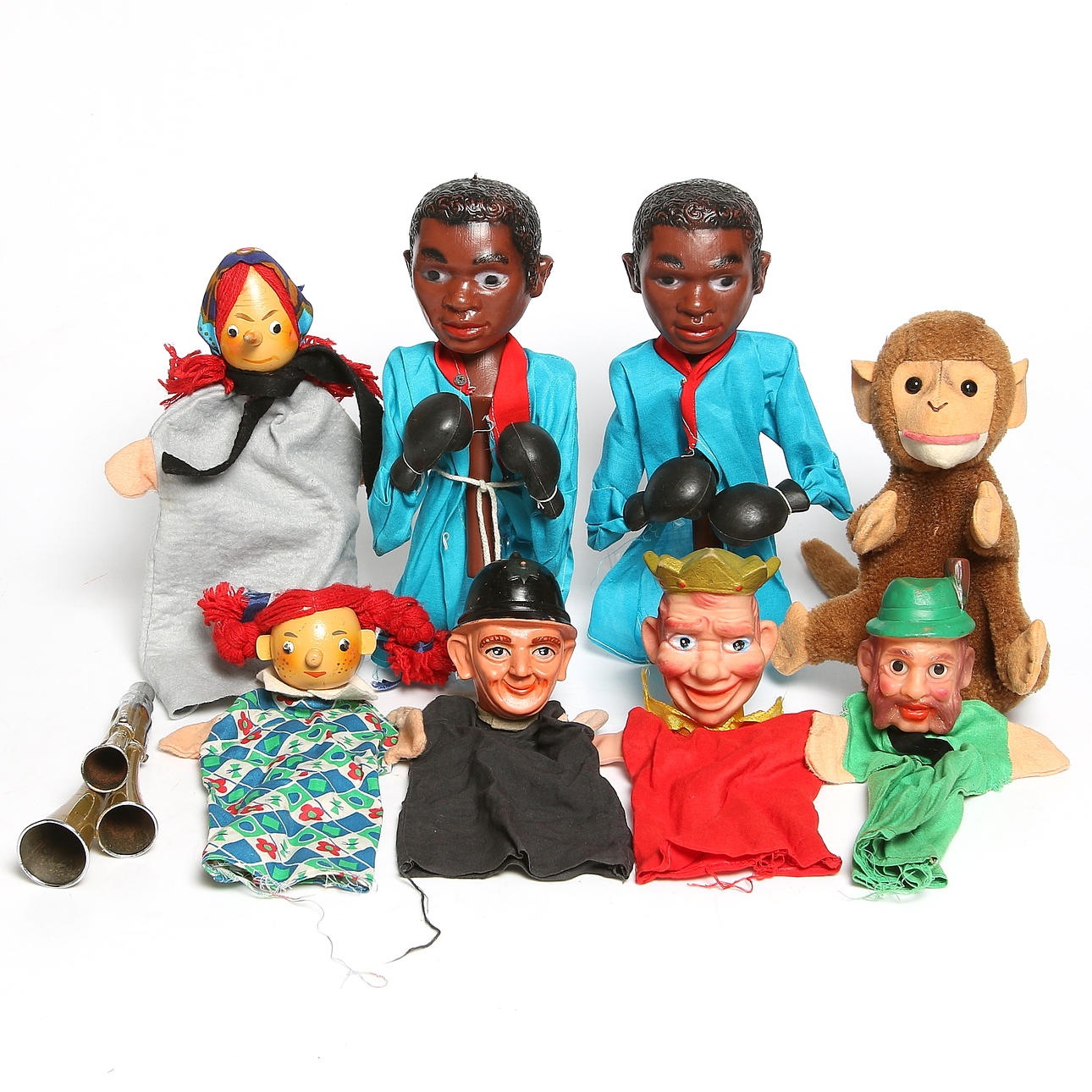 KASPERDOCKOR, 8 st. bl.a. Floyd Patterson och Pippi Långstrump. 1900-talets mitt.