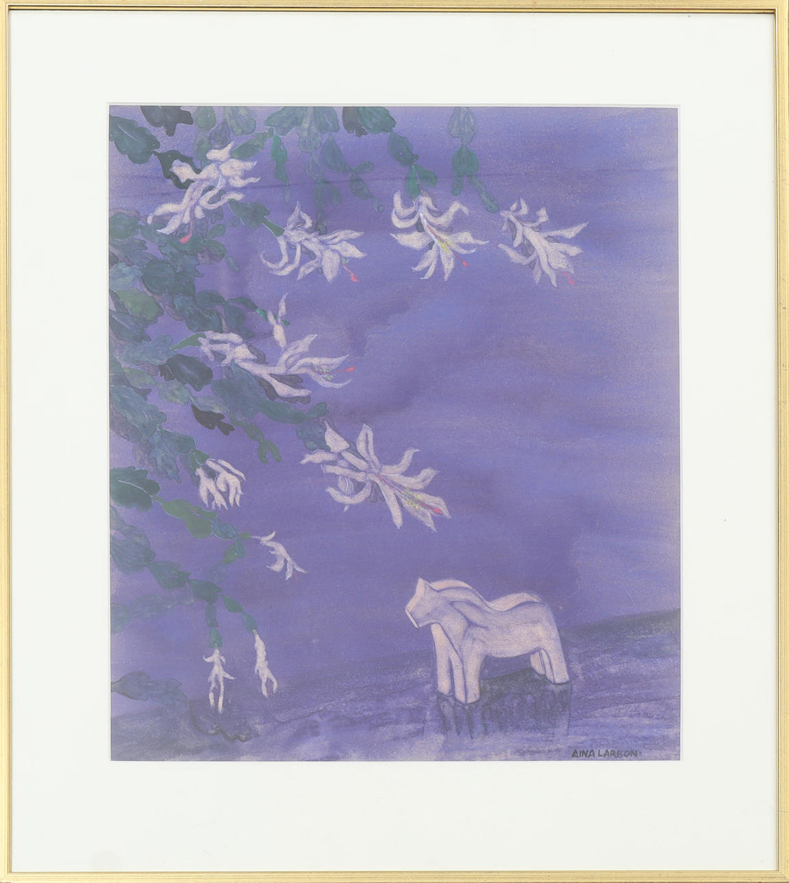 AINA LARSSON. Watercolor, signed.