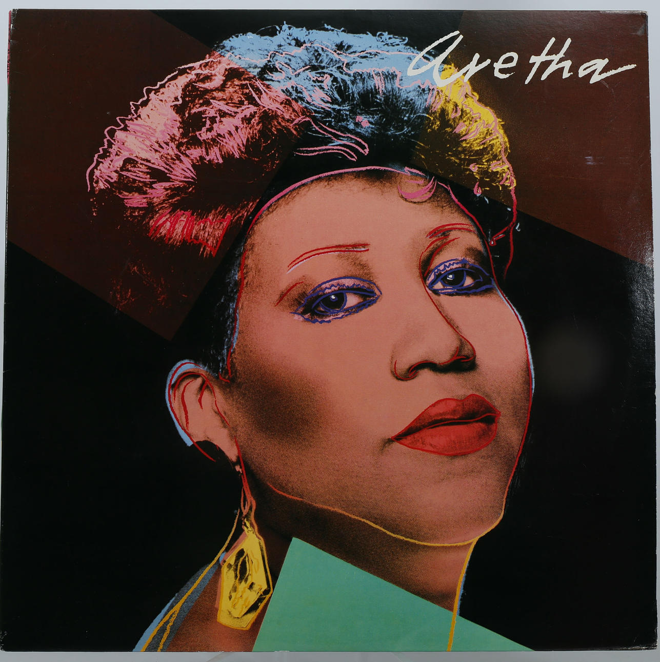 ARETHA FRANKLIN, vinylskiva, "Aretha", omslag och teckning på innerpåse designat av Andy Warhol, Arista 1986, USA.