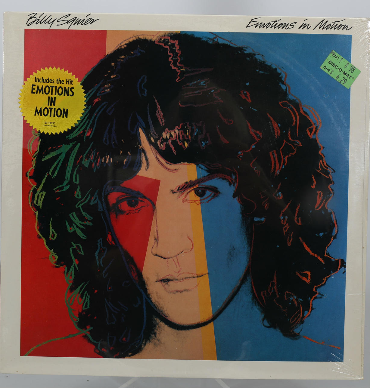 BILLY SQUIER, vinylskiva, "Emotions in Motion", omslag designat av Andy Warhol, Capitol Records, 1982, USA.