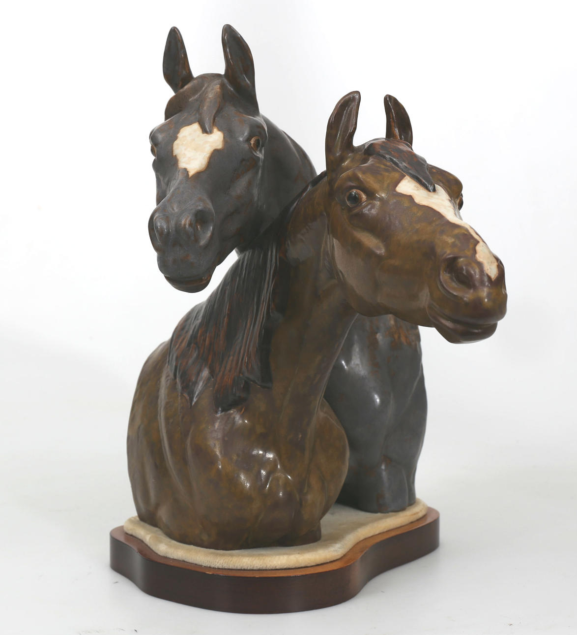 FIGURIN, stengods, 2 hästhuvud, Lladro.