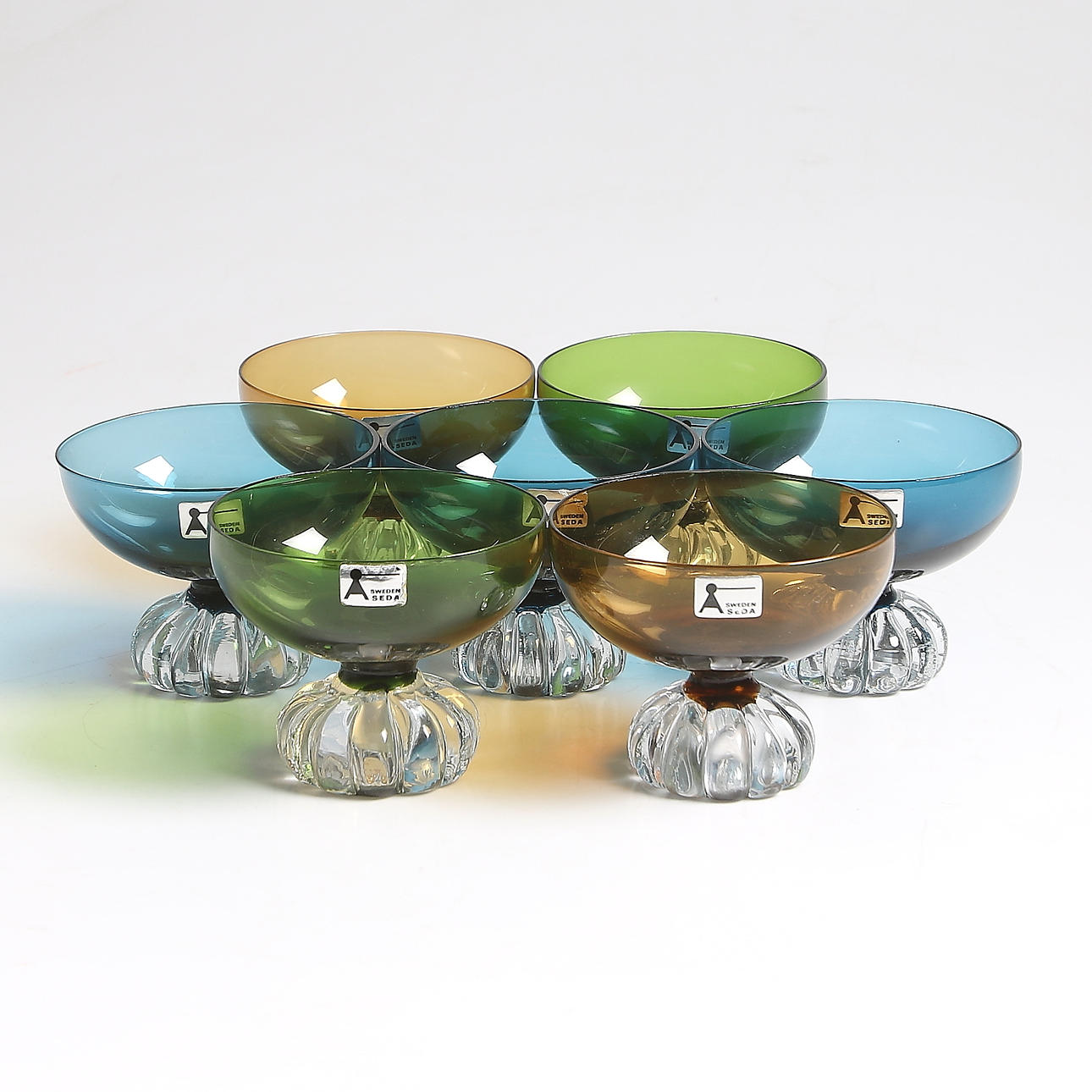 DESSERTSKÅLAR, 7 st, glas, Åseda.