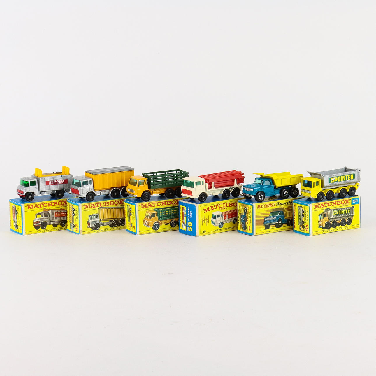 TOY TRUCKS Matchbox 6 pcs, England.