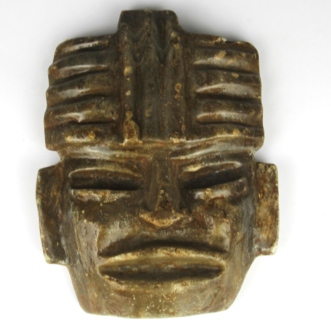 HARDSTONE AZTEC TRIBAL MASK.