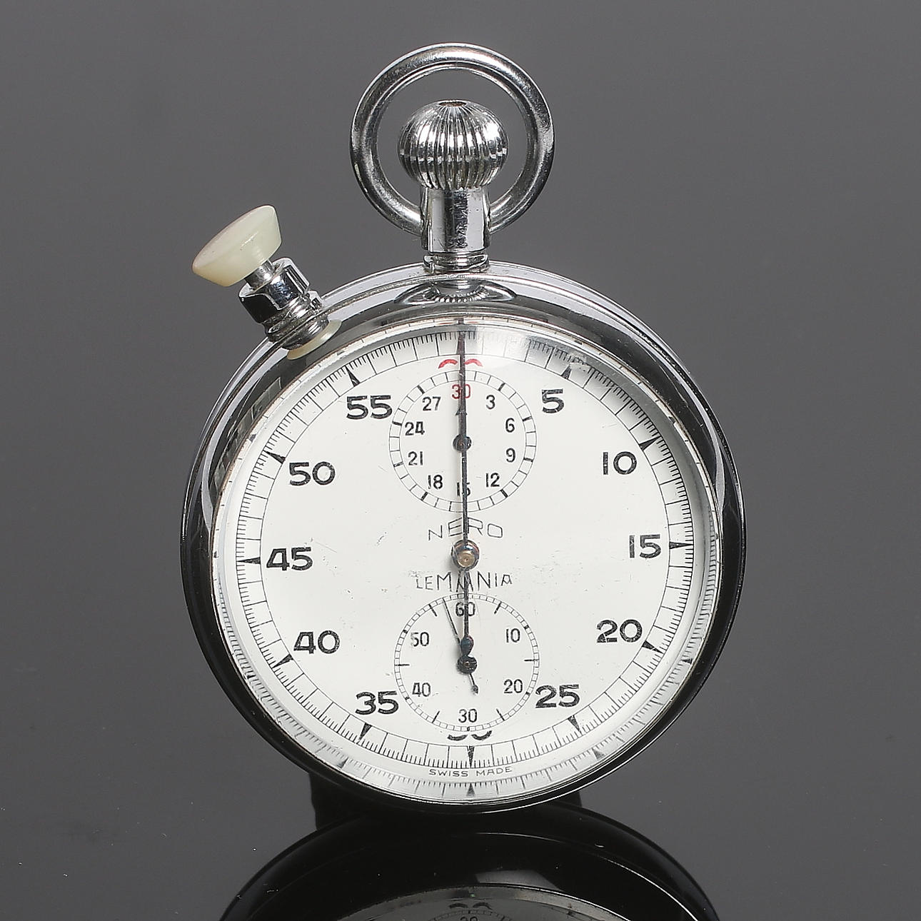 STOPPUR, stål, "Lemandia", Schweiz. 1950-tal.