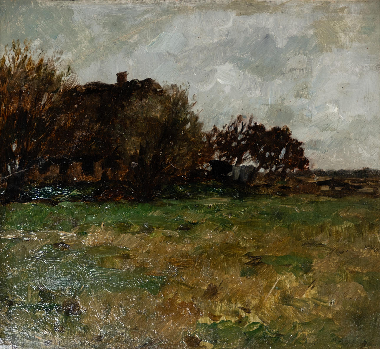 THOMAS HERBST (1848-1915). Landschaft mit Bauernhaus.