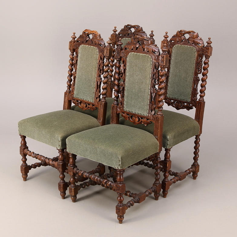 STOLAR 4 st, ek, barockstil, 1900-tal.