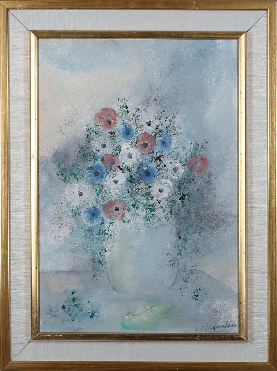 EVELIN MAGNUSSON. Stilleben, olja på duk signerad Evelin.