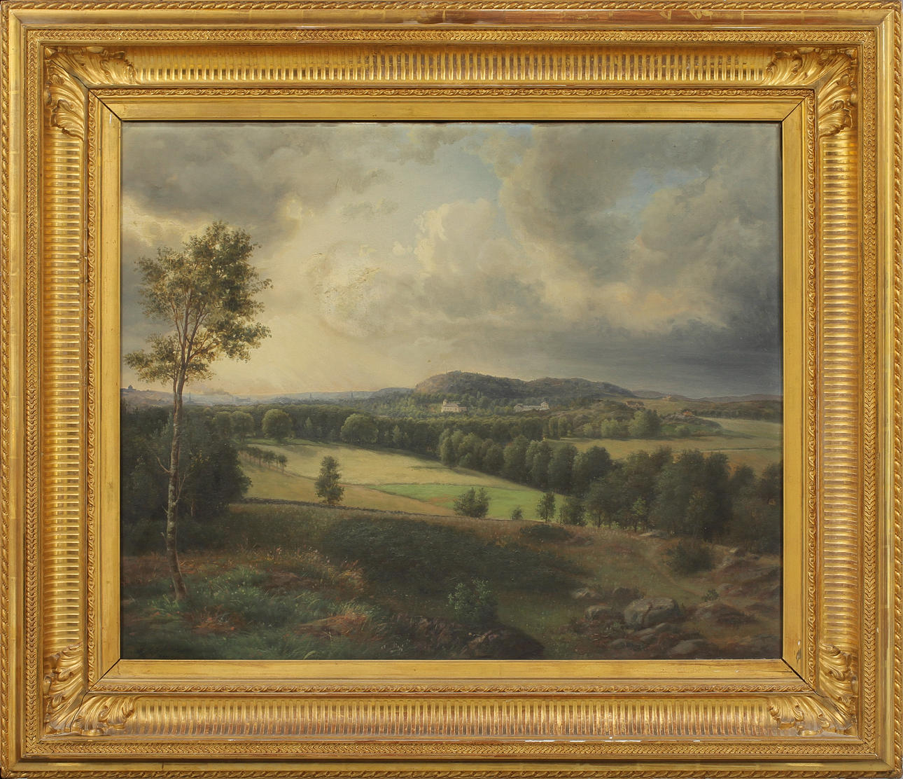 OIDENTIFIERAD KONSTNÄR. Vy mot Göteborg, olja på duk, signerad och daterad.