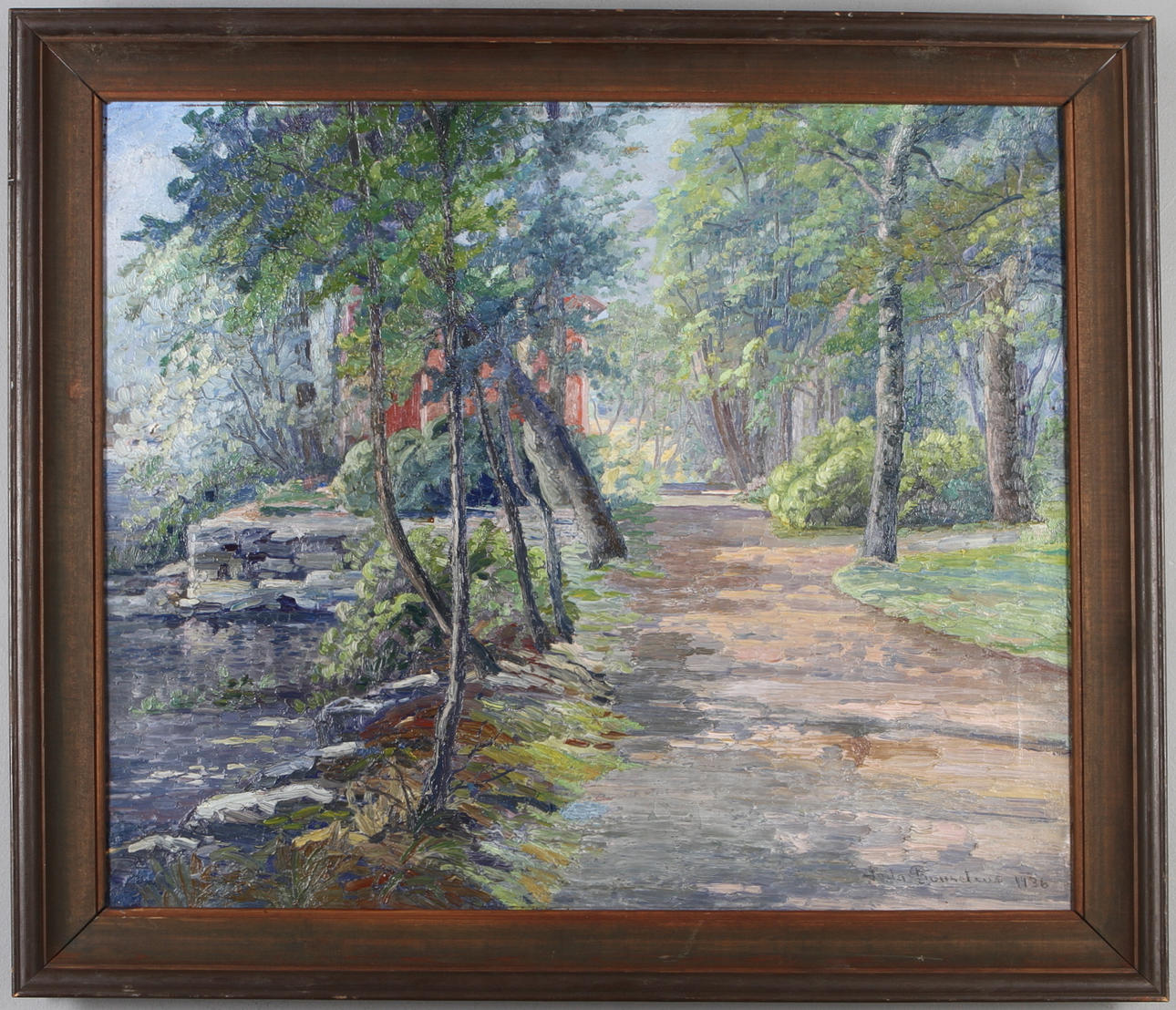 LEILA BOURELIUS. Sommarväg, olja på duk, signera och daterad 1936.
