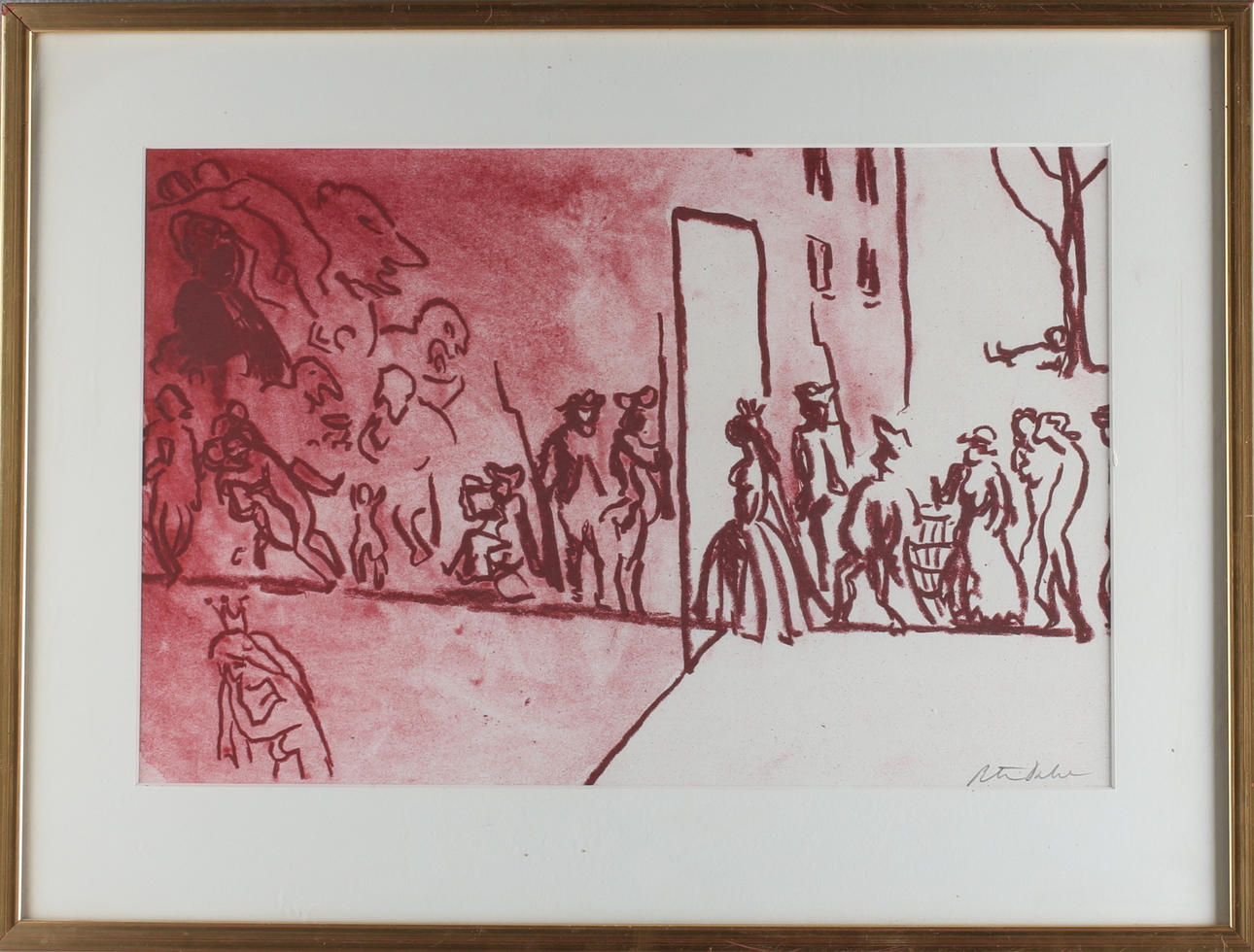 PETER DAHL. "Ur Bellmanssviten", färglitografi, signerad.