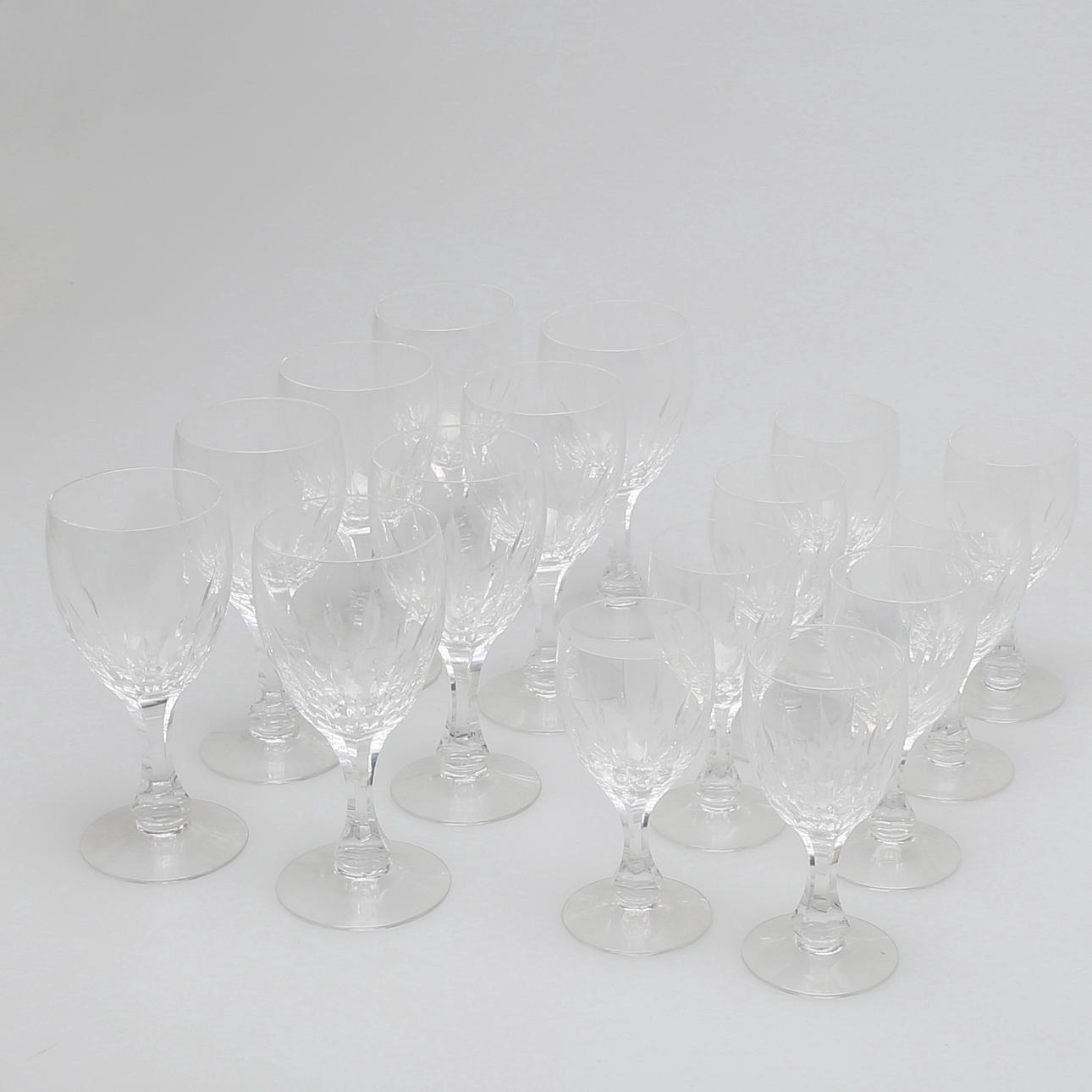 GLASSERVISDELAR, 16 st, "Fontän" Vicke Lindstrand, Kosta Boda.