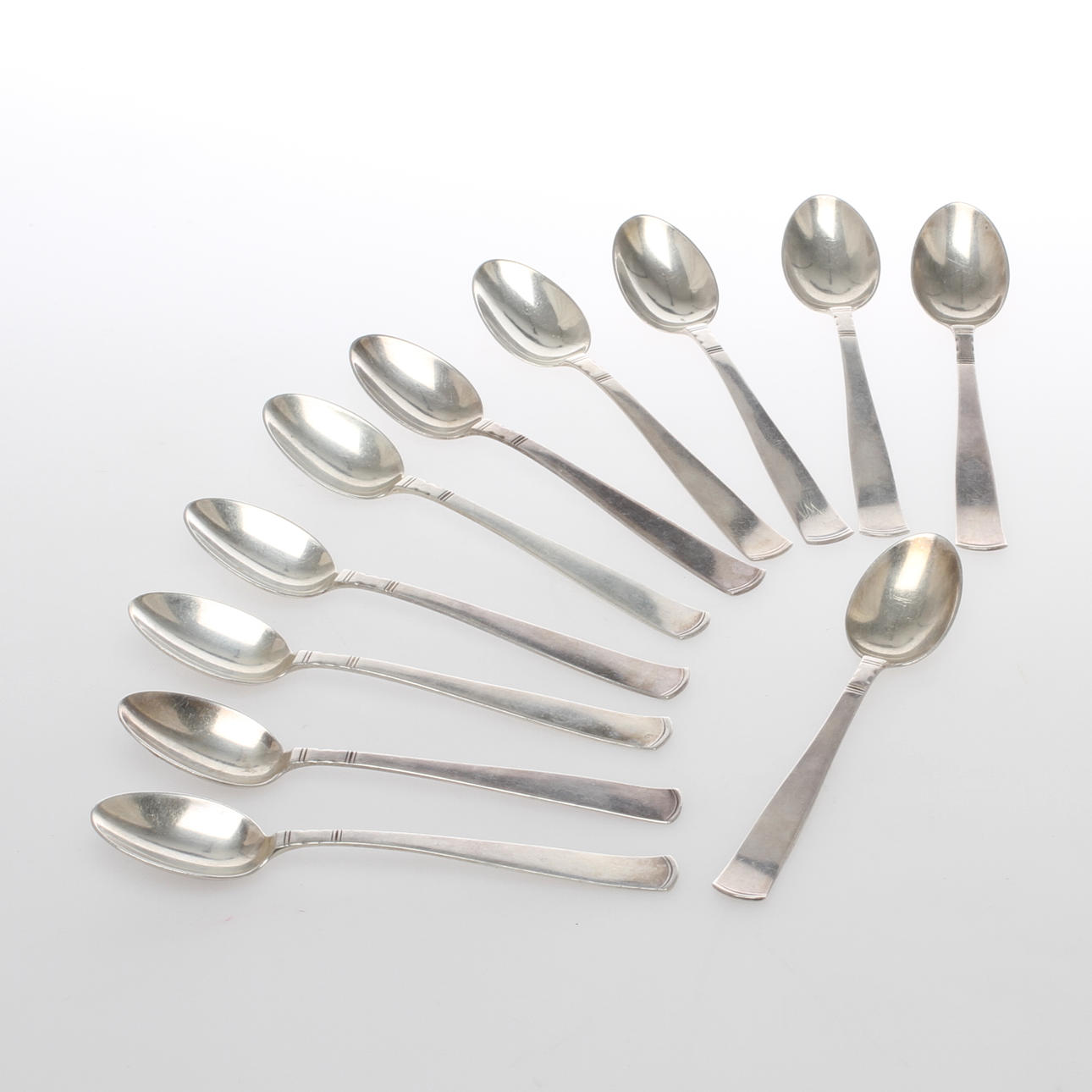 TESKEDAR 11 st, silver, "Rosenholm" GAB, 1900-tal.